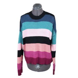 # Purple Snow  Striped Knit Sweater Sz Lg